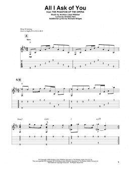 page one of All I Ask Of You (from The Phantom Of The Opera) (Solo Guitar)