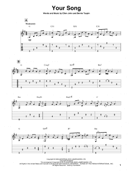 page one of Your Song (Solo Guitar)