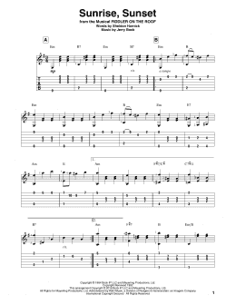 page one of Sunrise, Sunset (from Fiddler On The Roof) (Solo Guitar)