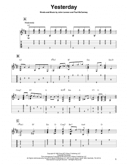 page one of Yesterday (Solo Guitar)