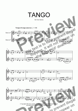 page one of Tango for Two Horns