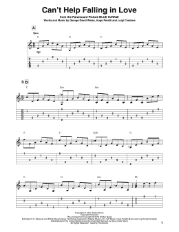 page one of Can't Help Falling In Love (Solo Guitar)