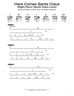 page one of Here Comes Santa Claus (Right Down Santa Claus Lane) (Really Easy Guitar)