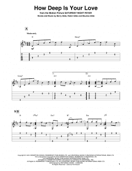 page one of How Deep Is Your Love (Solo Guitar)