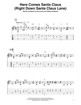 page one of Here Comes Santa Claus (Right Down Santa Claus Lane) (Solo Guitar Tab)