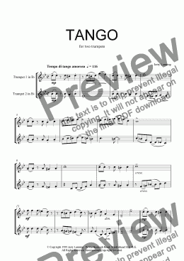 page one of Tango for Two Trumpets