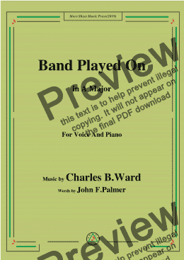 page one of Charles B. Ward-Band Played On,in A Major,for Voice and Piano