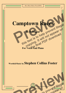 page one of Stephen Collins Foster-Camptown Races,in D Major,for Voice and Piano