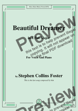 page one of Stephen Collins Foster-Beautiful Dreamer,in E flat Major,for Voice and Piano