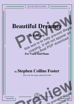 page one of Stephen Collins Foster-Beautiful Dreamer,in F Major,for Voice and Piano