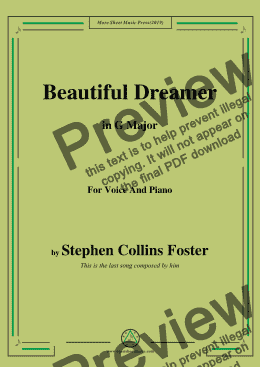 page one of Stephen Collins Foster-Beautiful Dreamer,in G Major,for Voice and Piano