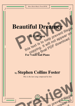 page one of Stephen Collins Foster-Beautiful Dreamer,in C Major,for Voice and Piano