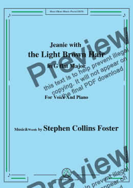 page one of Stephen Collins Foster-Jeanie with the Light Brown Hair,in G flat Major,for Voice&Pno