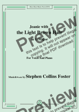 page one of Stephen Collins Foster-Jeanie with the Light Brown Hair,in G Major,for Voice&Pno