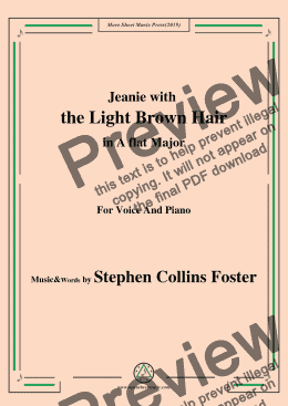 page one of Stephen Collins Foster-Jeanie with the Light Brown Hair,in A flat Major,for Voice&Pno