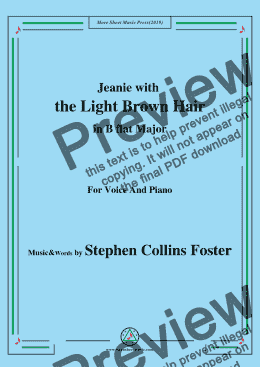 page one of Stephen Collins Foster-Jeanie with the Light Brown Hair,in B flat Major,for Voice&Pno