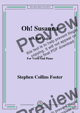 page one of Stephen Collins Foster-Oh!Susanna,in A flat Major,for Voice and Piano