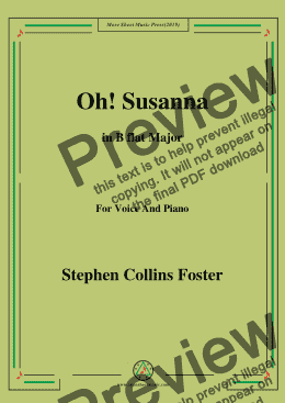 page one of Stephen Collins Foster-Oh!Susanna,in B flat Major,for Voice and Piano