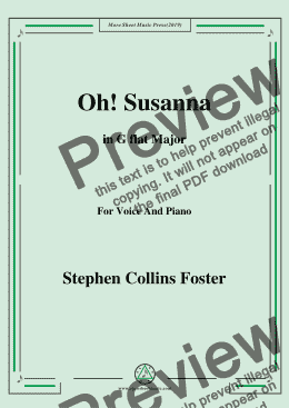 page one of Stephen Collins Foster-Oh!Susanna,in G flat Major,for Voice and Piano