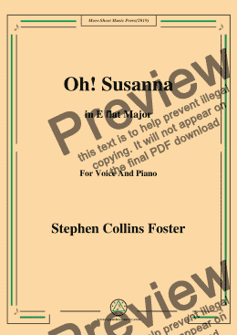 page one of Stephen Collins Foster-Oh!Susanna,in E flat Major,for Voice and Piano