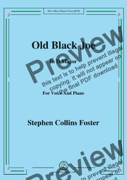 page one of Stephen Collins Foster-Old Black Joe,in D Major,for Voice and Piano