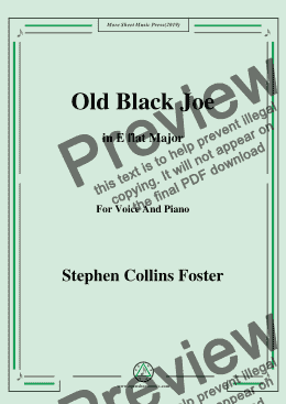 page one of Stephen Collins Foster-Old Black Joe,in E flat Major,for Voice and Piano