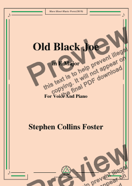 page one of Stephen Collins Foster-Old Black Joe,in E Major,for Voice and Piano