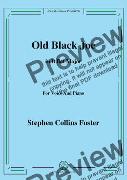 page one of Stephen Collins Foster-Old Black Joe,in B flat Major,for Voice and Piano