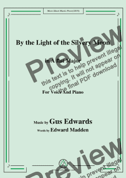 page one of Gus Edwards-By the Light of the Silvery Moon,in A flat Major,for Voice&Piano