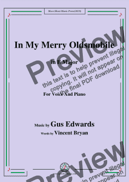 page one of Gus Edwards-In My Merry Oldsmobile,in E Major,for Voice and Piano