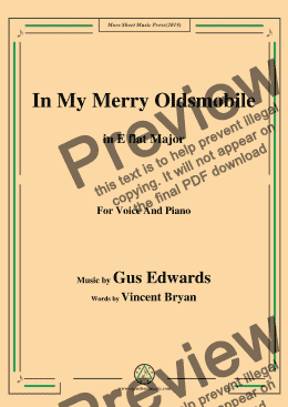 page one of Gus Edwards-In My Merry Oldsmobile,in E flat Major,for Voice and Piano