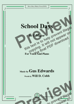 page one of Gus Edwards-School Days,in C Major,for Voice and Piano