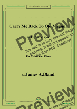 page one of James A. Bland-Carry Me Back To Old Virginny,in G flat Major,for Voice&Pno