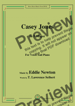 page one of Eddie Newton-Casey Jones,in F Major,for Voice and Piano