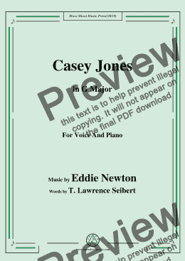 page one of Eddie Newton-Casey Jones,in G Major,for Voice and Piano