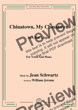 page one of Jean Schwartz-Chinatown,My Chinatown,in A flat Major,for Voice and Piano