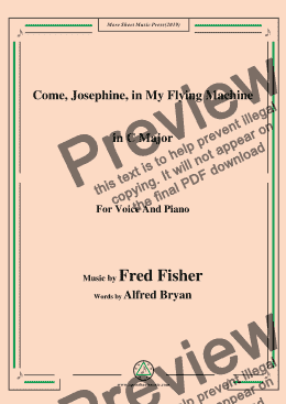 page one of Fred Fisher-Come,Josephine,in My Flying Machine,in C Major,for Voice and Piano