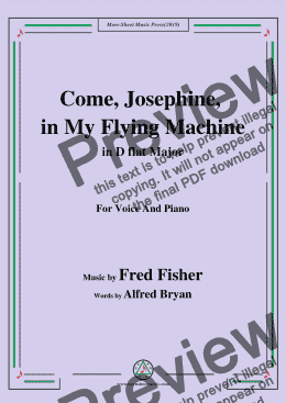 page one of Fred Fisher-Come,Josephine,in My Flying Machine,in D flat Major,for Voice&Piano