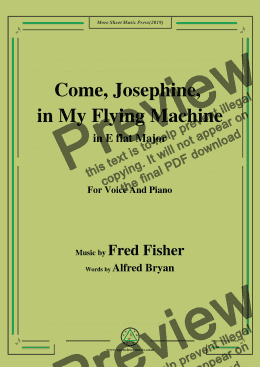 page one of Fred Fisher-Come,Josephine,in My Flying Machine,in E flat Major,for Voice&Piano