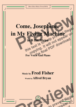 page one of Fred Fisher-Come,Josephine,in My Flying Machine,in B flat Major,for Voice&Piano