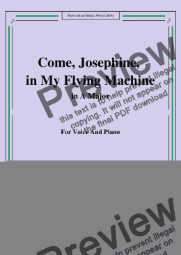 page one of Fred Fisher-Come,Josephine,in My Flying Machine,in A Major,for Voice&Piano