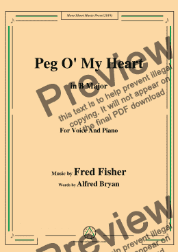 page one of Fred Fisher-Peg O' My Heart,in B Major,for Voice and Piano