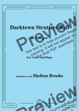 page one of Shelton Brooks-Darktown Strutters'Ball,in C Major,for Voice and Piano