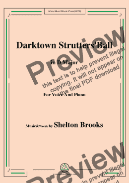 page one of Shelton Brooks-Darktown Strutters'Ball,in D Major,for Voice and Piano