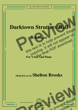 page one of Shelton Brooks-Darktown Strutters'Ball,in B Major,for Voice and Piano