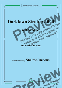 page one of Shelton Brooks-Darktown Strutters'Ball,in B flat Major,for Voice and Piano