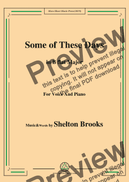 page one of Shelton Brooks-Some of These Days,in B flat Major,for Voice and Piano