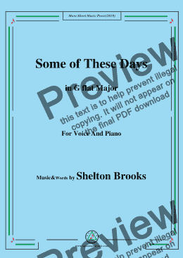 page one of Shelton Brooks-Some of These Days,in G flat Major,for Voice and Piano