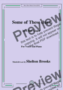 page one of Shelton Brooks-Some of These Days,in E flat Major,for Voice and Piano