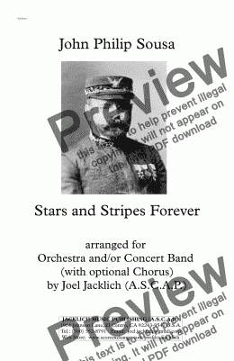 page one of Stars and Stripes Forever (Orchestra and/or Concert Band, w/ opt. Chorus) 